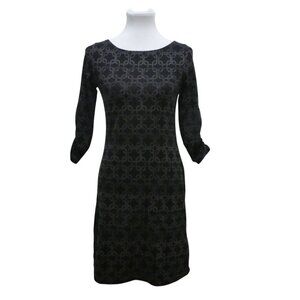 Soybu Black Gray Chain Pattern Ruched Sleeve Stretch Athleisure Dress Womens Med